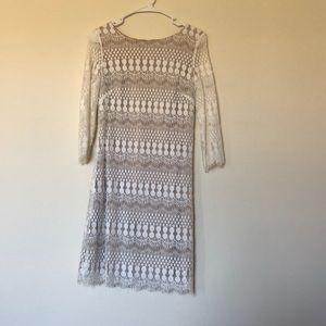 lace long sleeve dress with nude underneath